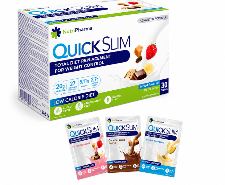 Протеїновий Коктейль Quick Slim "Мікс смаків", 30 саше по 23 г, замінник харчування 204701 фото